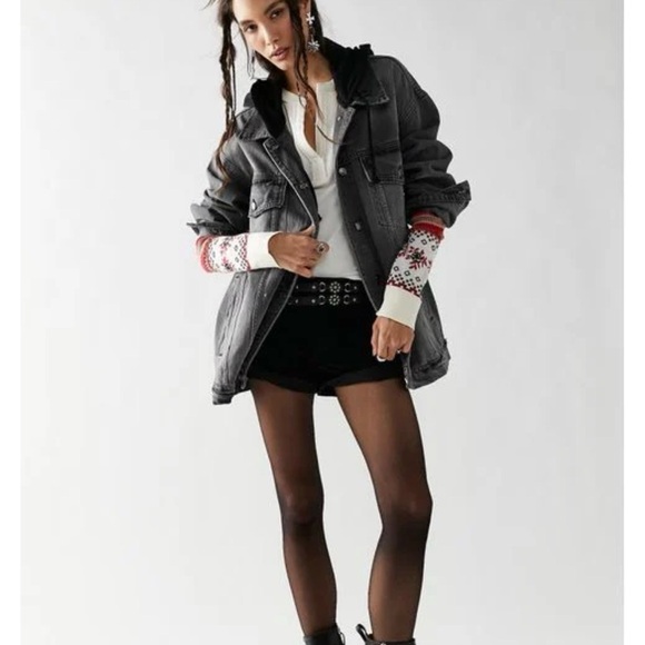 Free People Oversized Flawless Hooded Denim Jacket - Picture 2 of 6